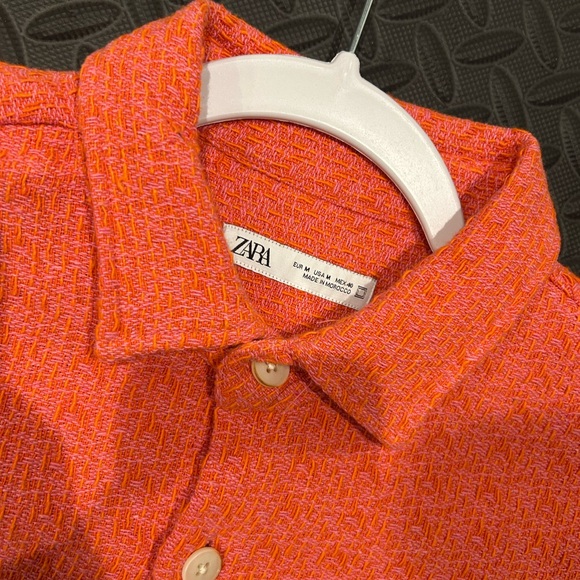 Zara Other - Zara Orange Pink Textured Button-Down Shirt